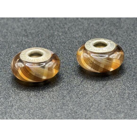 (2) Chamilia Retired Sterling Silver Vivace Siena Murano Glass Charms P20 - Picture 1 of 6